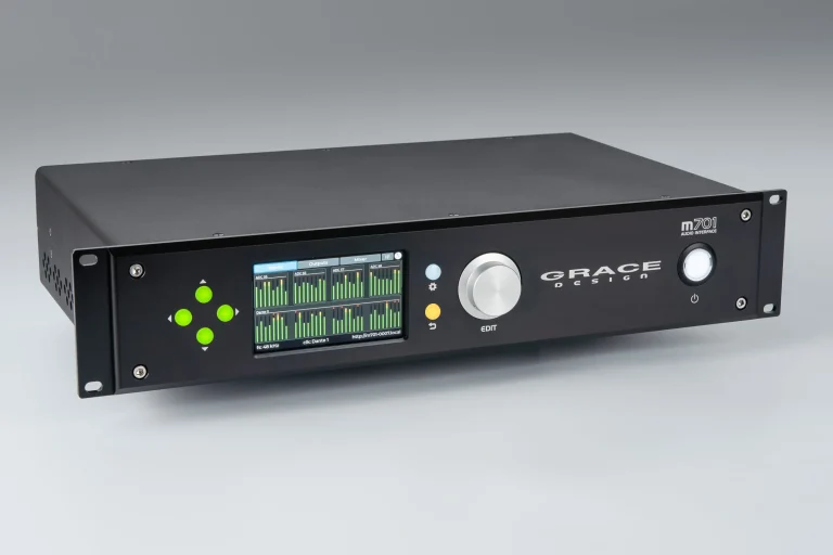 Grace Design m701 monitor controller with illuminated level meters and central control knob