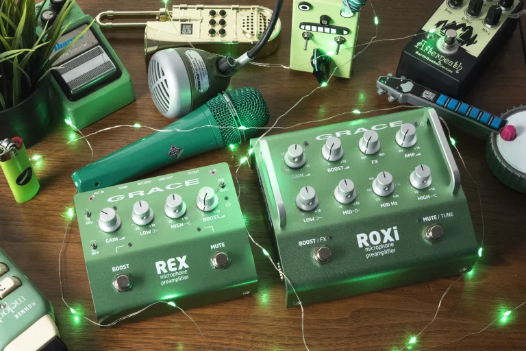 Grace Design microphone preamplifiers and stereo microphone positioners for high-fidelity audio recordings.